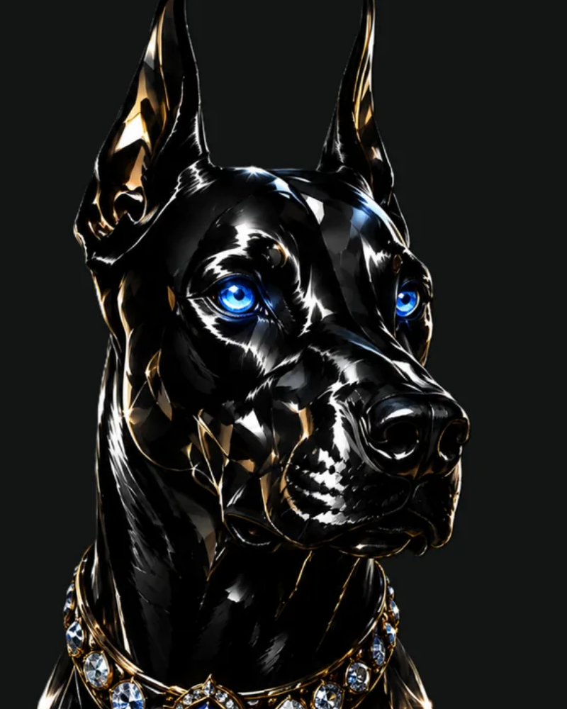 Doberman preto e dourado