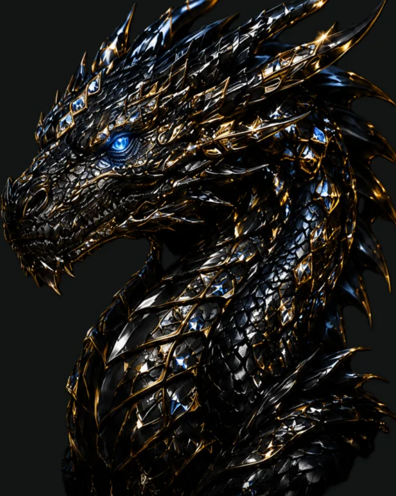 Dragão preto e dourado
