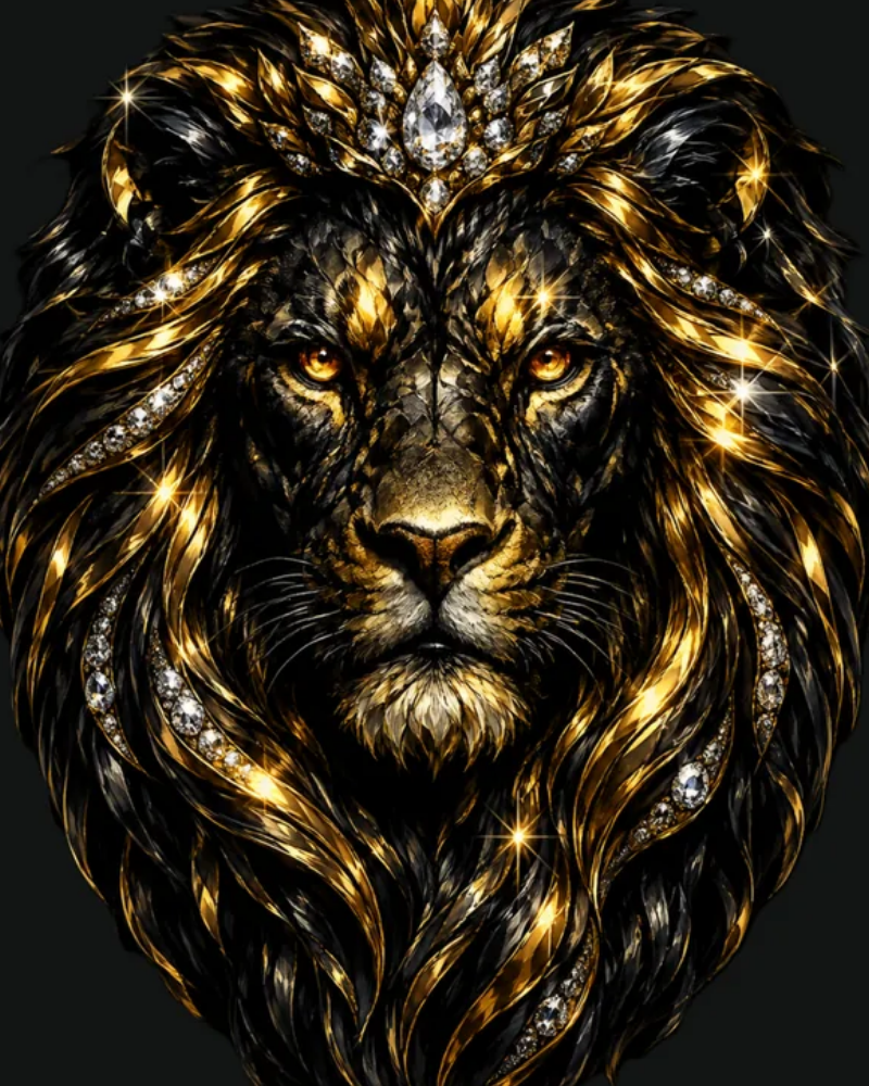 Leão preto e dourado